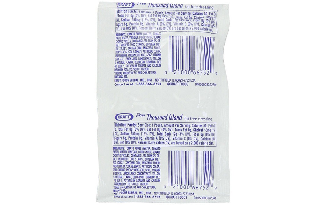 Kraft Free Thousand Island   Pouch  42.5 grams